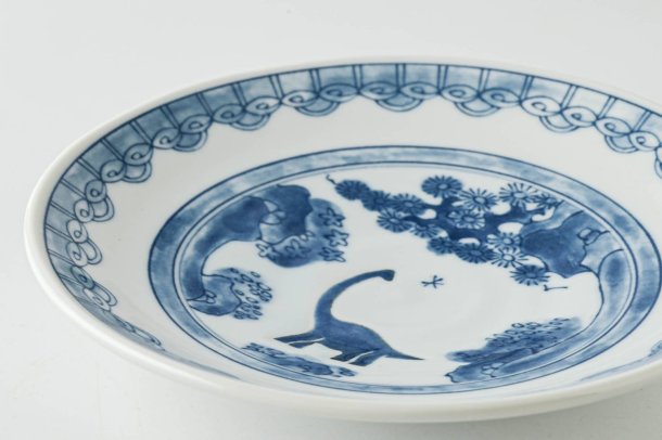 Edokko Dinosaur Dragon Landscape Meimei Plate