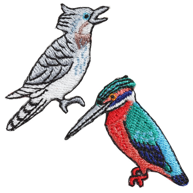 Iron-on Patch Bird Kingifsher & Crested Kingfisher