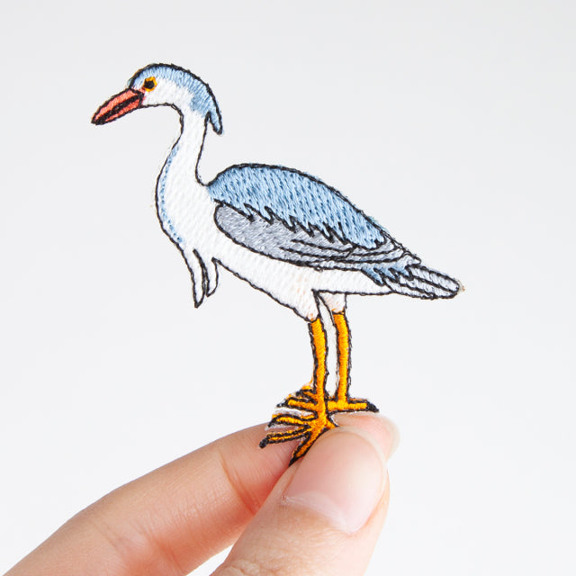 Iron-on Patch Bird Gray Heron
