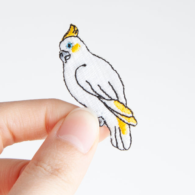 Iron-on Patch Bird Yellow Crested Cockatoo