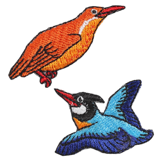 Iron-on Patch Bird Ruddy Kingfisher & Black-capped Kingfisher