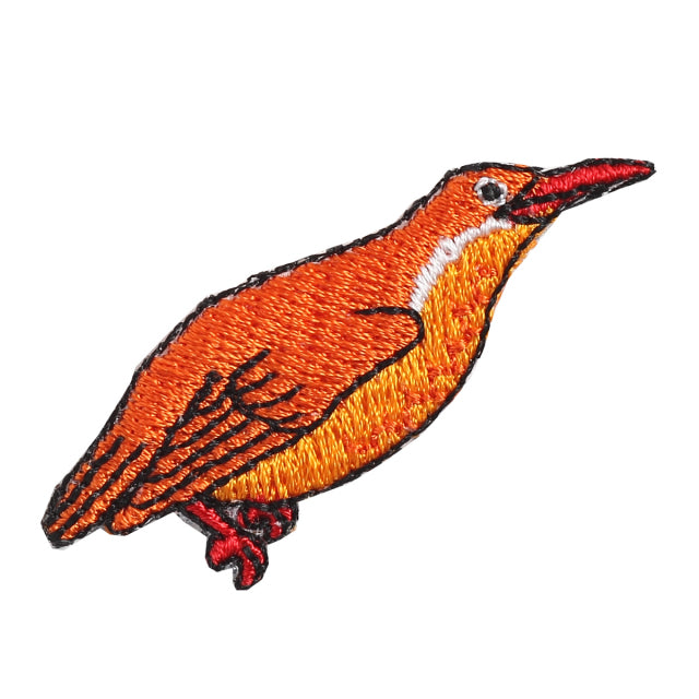 Iron-on Patch Bird Ruddy Kingfisher & Black-capped Kingfisher