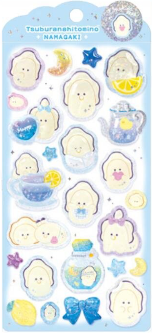Round Eyes Glossy Sparkle Stickers Raw Oyster