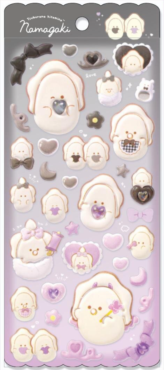 Round Eyes Raw Oyster Puffy Stickers Purple