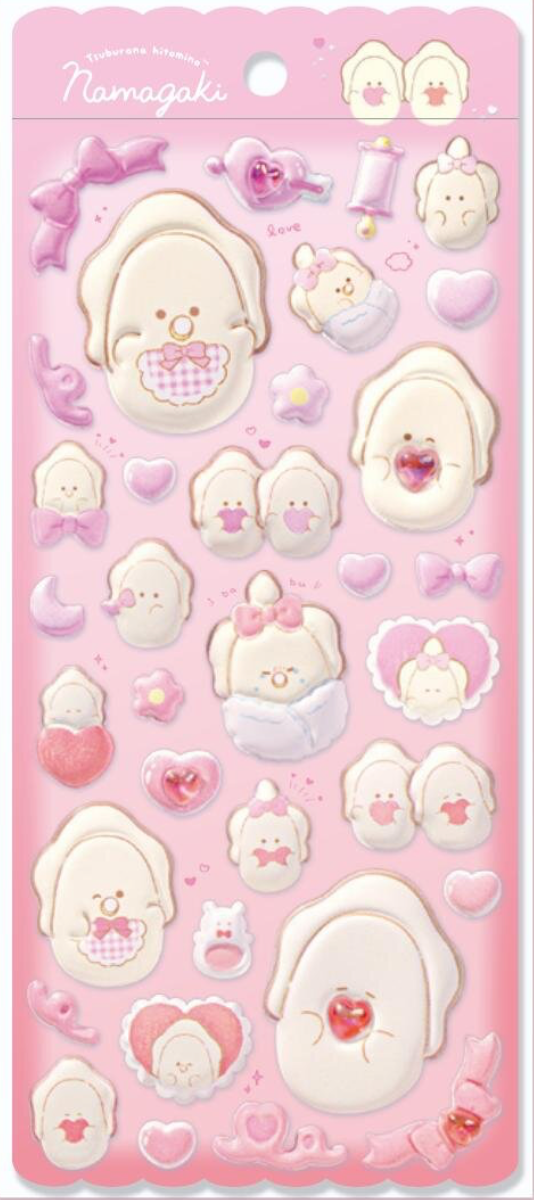 Round Eyes Raw Oyster Puffy Stickers Pink
