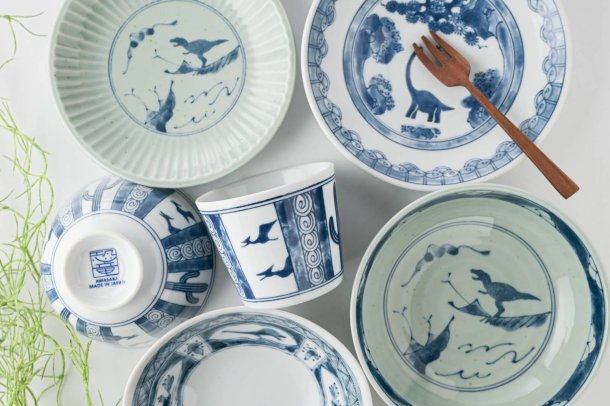 Edokko Dinosaur Water Dragon Oval Deep Plate