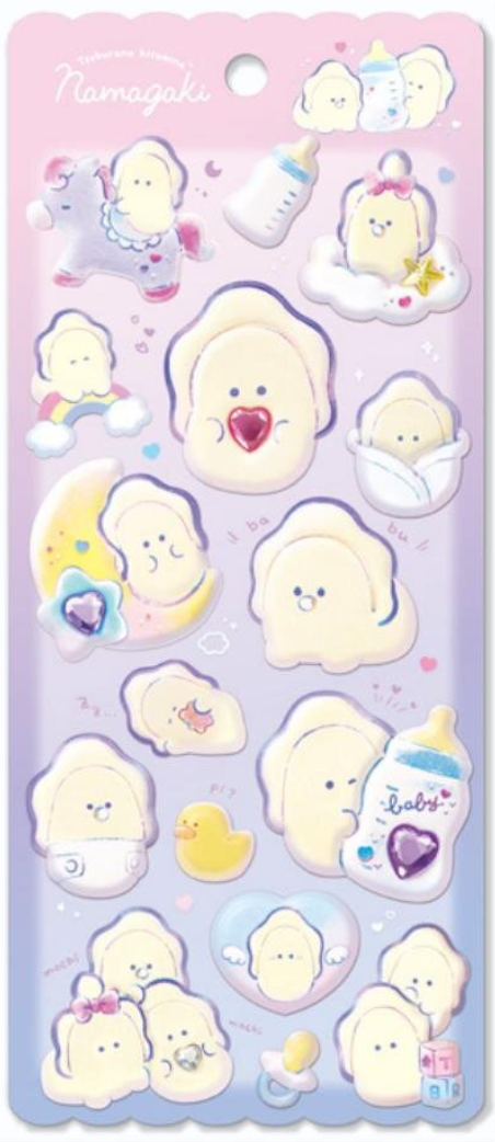 Round Eyes Puffy Stickers Raw Oysters
