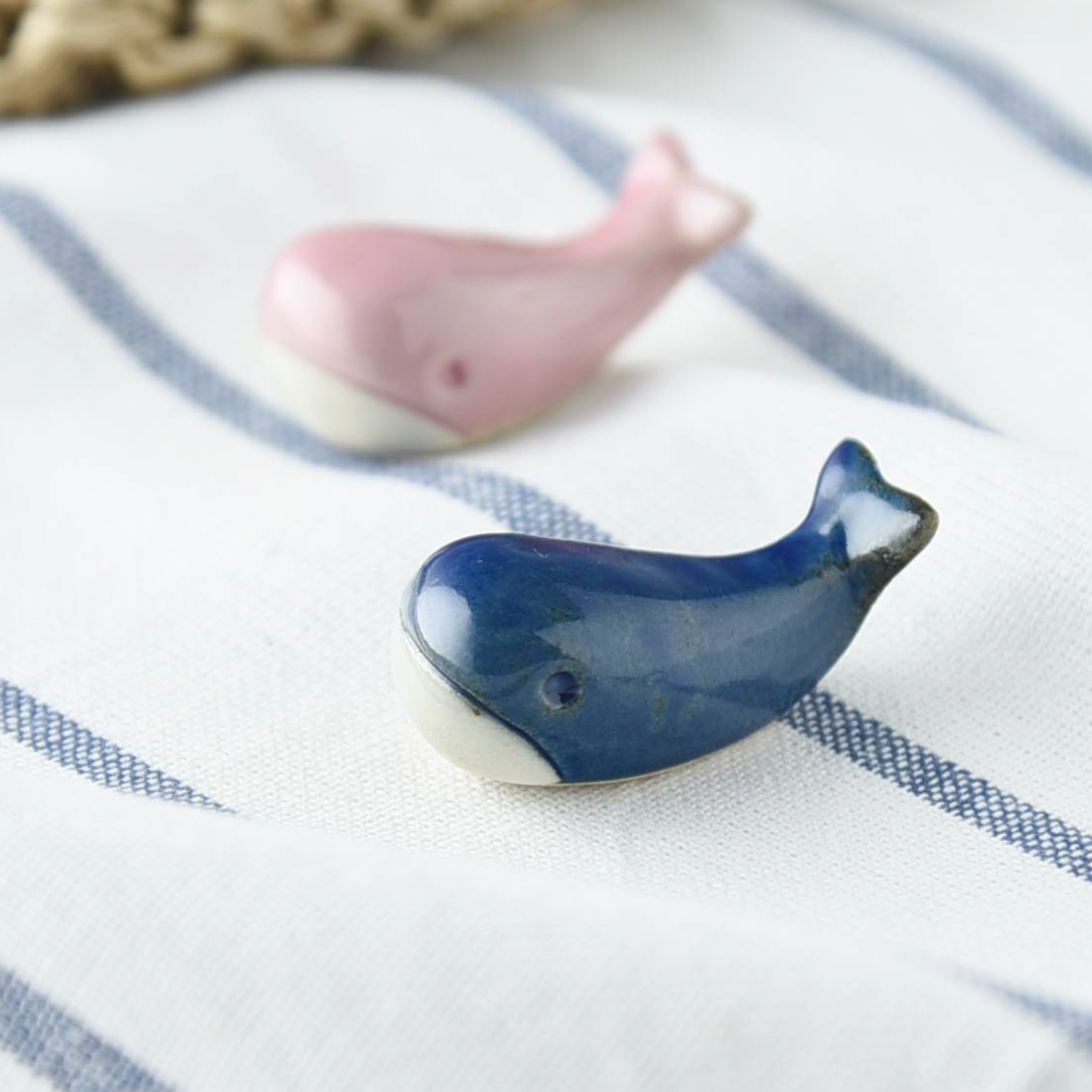 Ceramic Utensil Rest Small Whale Blue