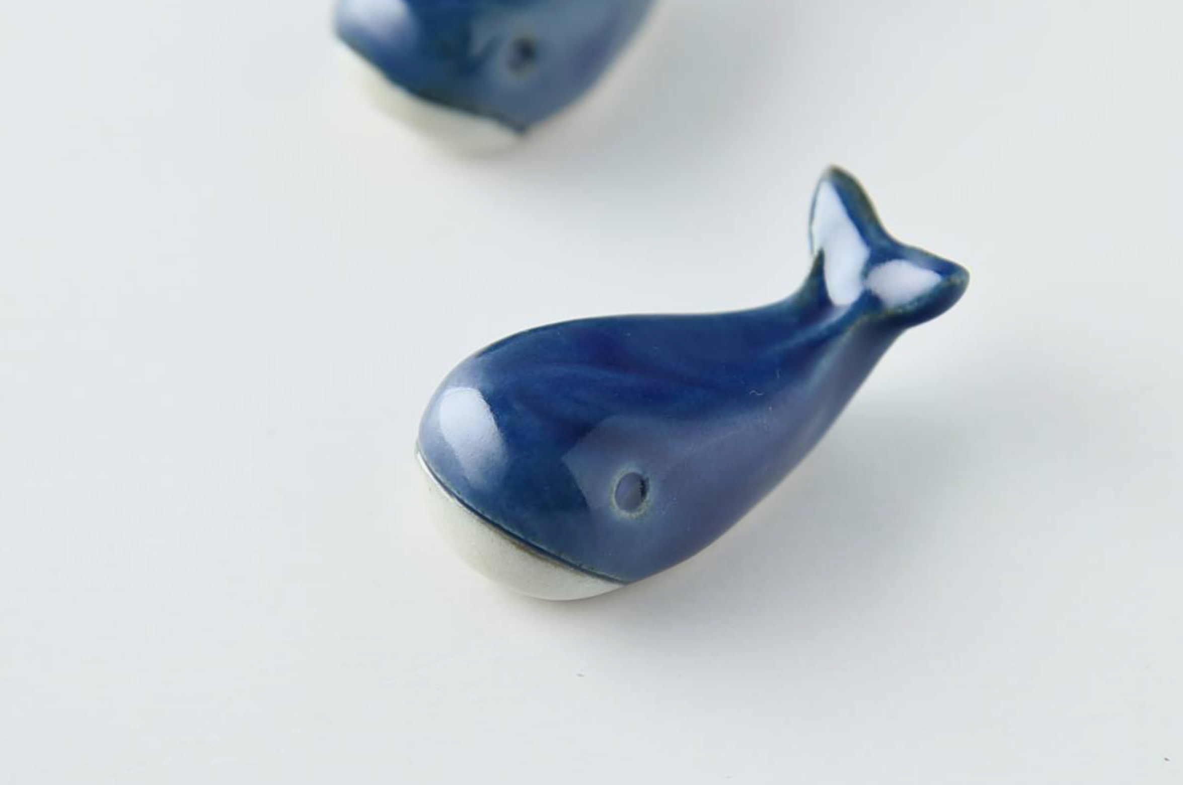 Ceramic Utensil Rest Small Whale Blue