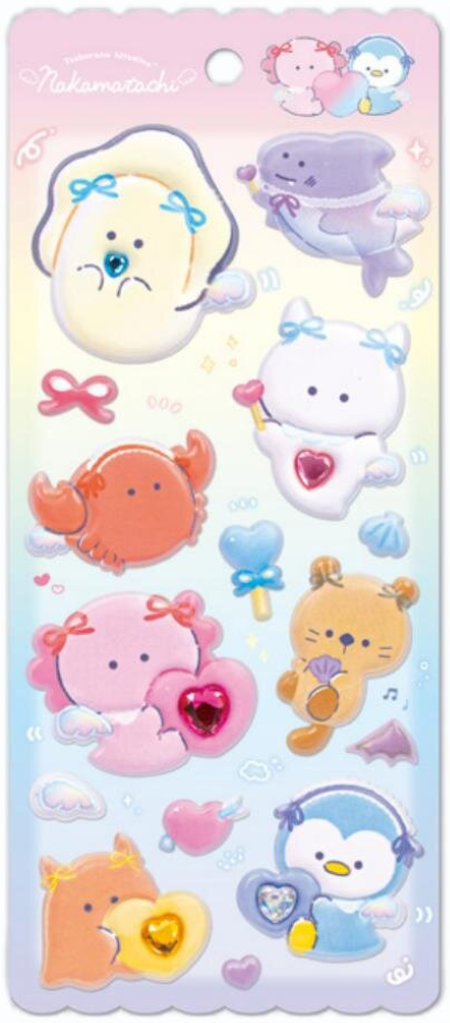 Round Eyes Puffy Stickers Ocean Friends
