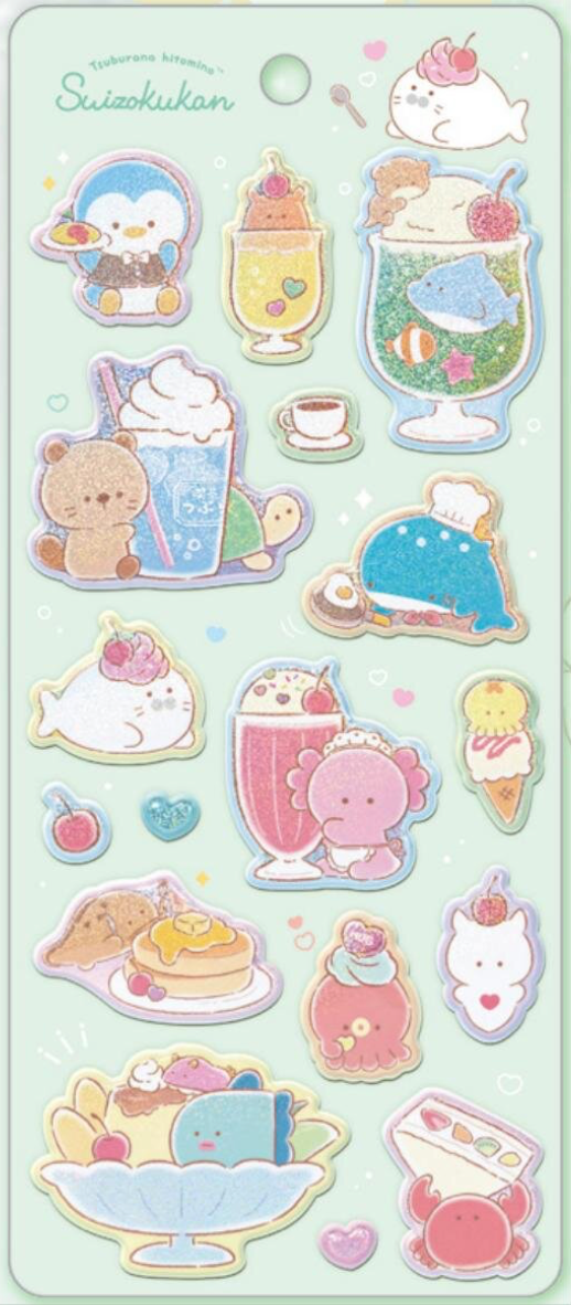 Round Eyes Puffy Glossy Stickers Aquarium