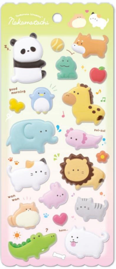 Round Eyes Puffy Stickers Animal Friends
