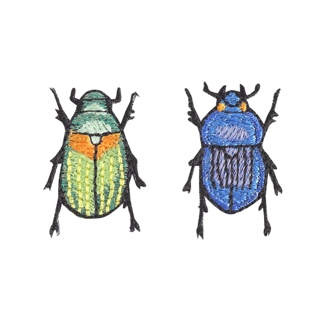 Iron-on Patch Insect Japanese Fruit Beetle & Blue Dung Beetle