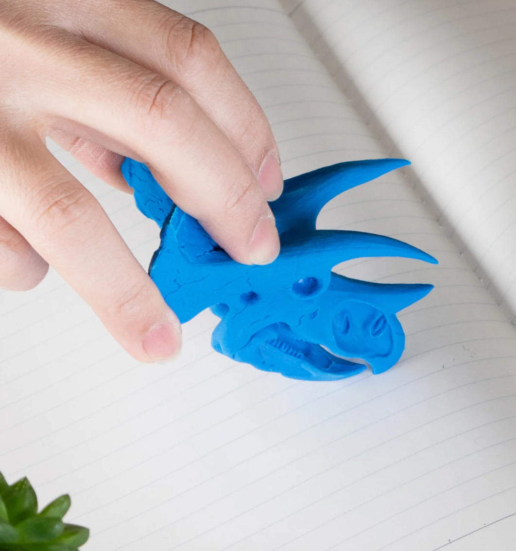 Skull-shaped Eraser Triceratops Blue